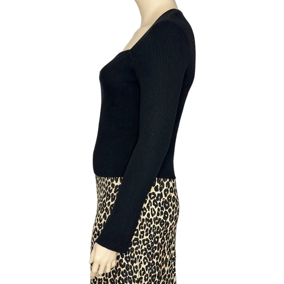 REFORMATION Glenna Ribbed Cashmere Sweater, Black, 2X - Picture 4 of 9